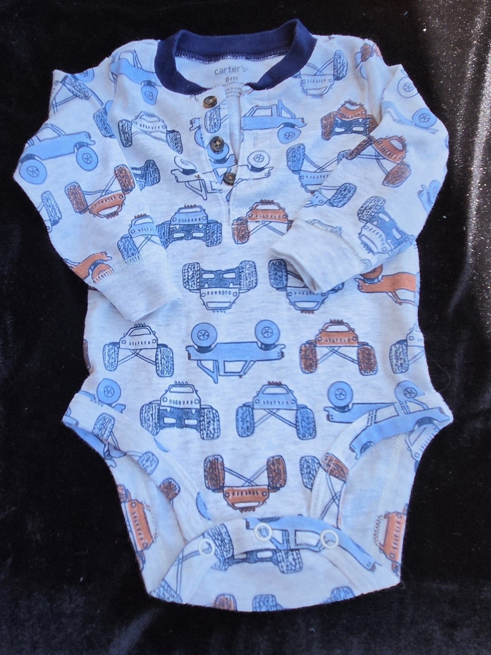 Carter's Long-Sleeve Monster Truck Bodysuit - Blue & Orange sz 6mo NwoT